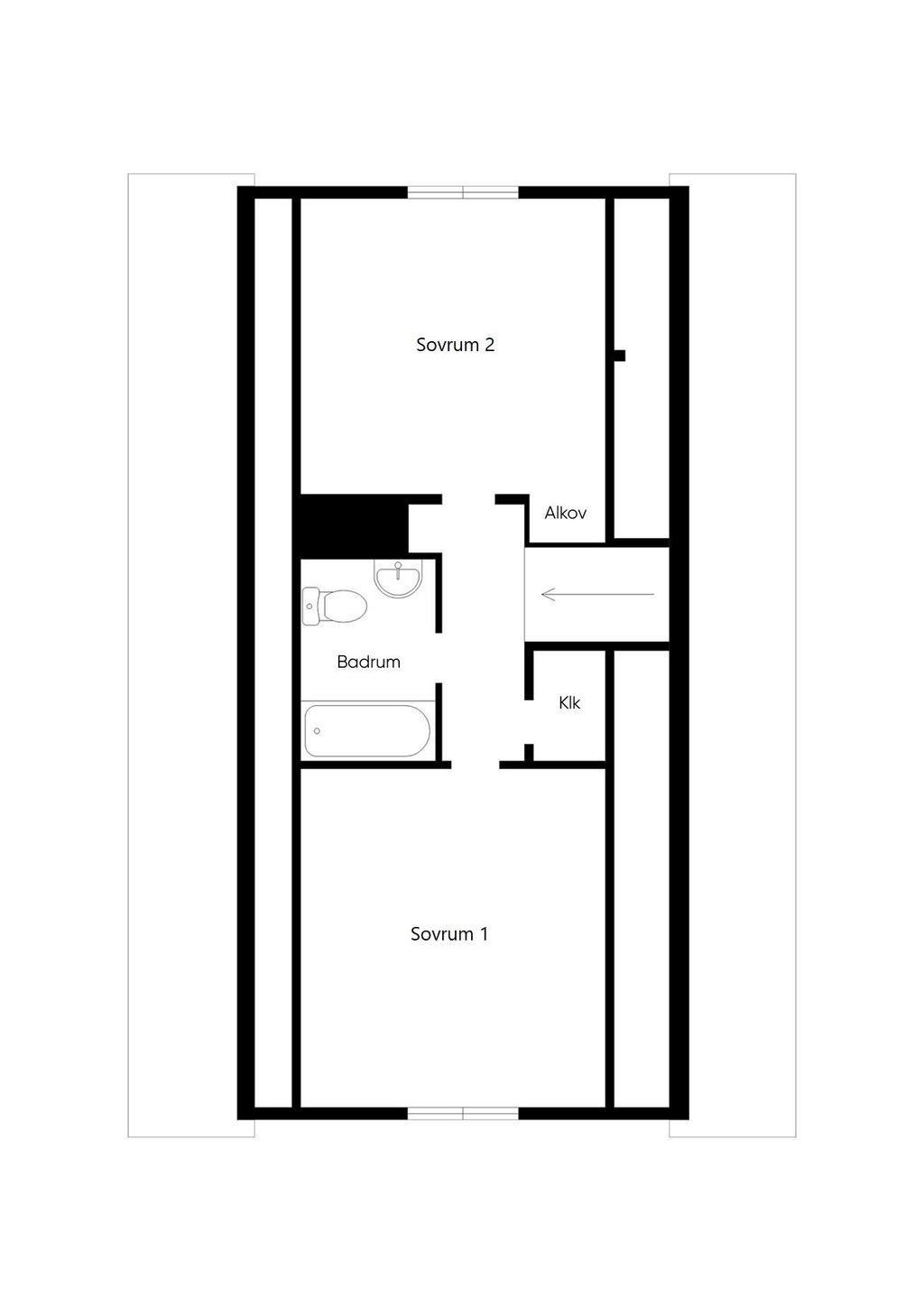 Övre plan - planritning