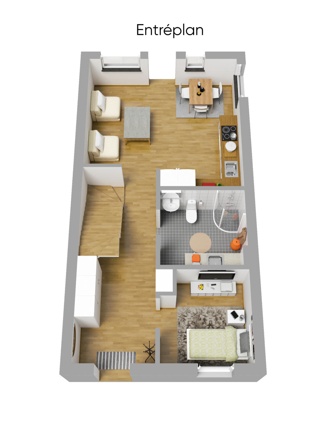 Planlösning entréplan 3D