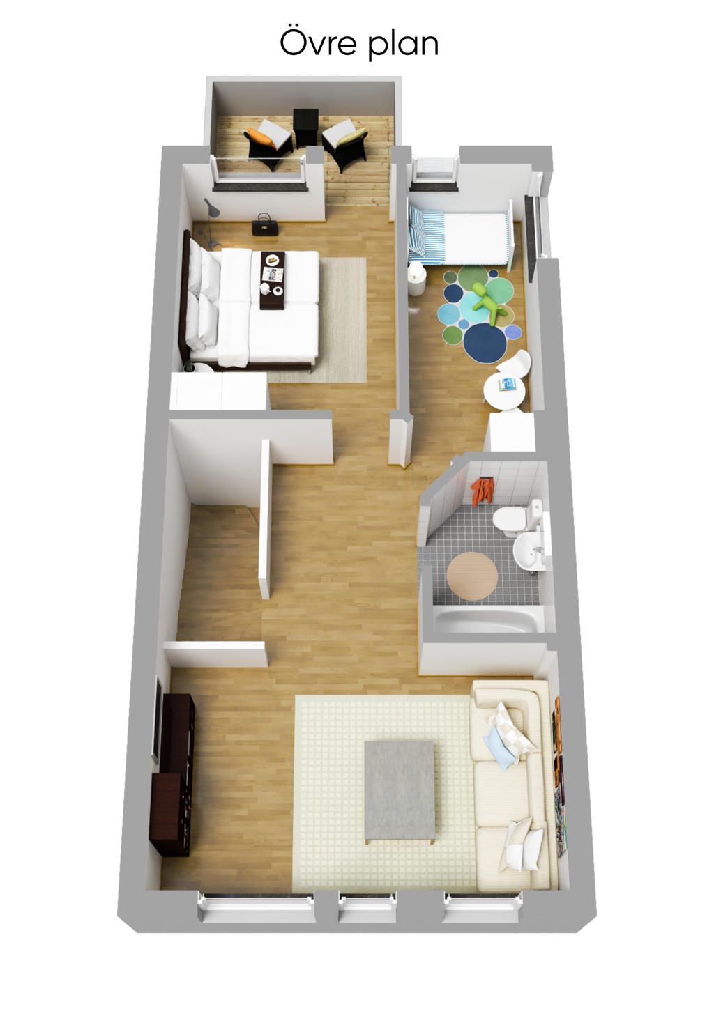 Planlösning övre plan 3D