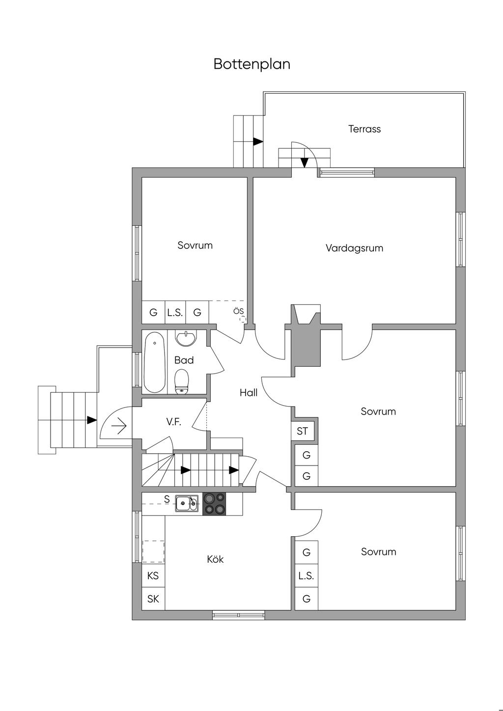 Planlösning (ej skalenlig)