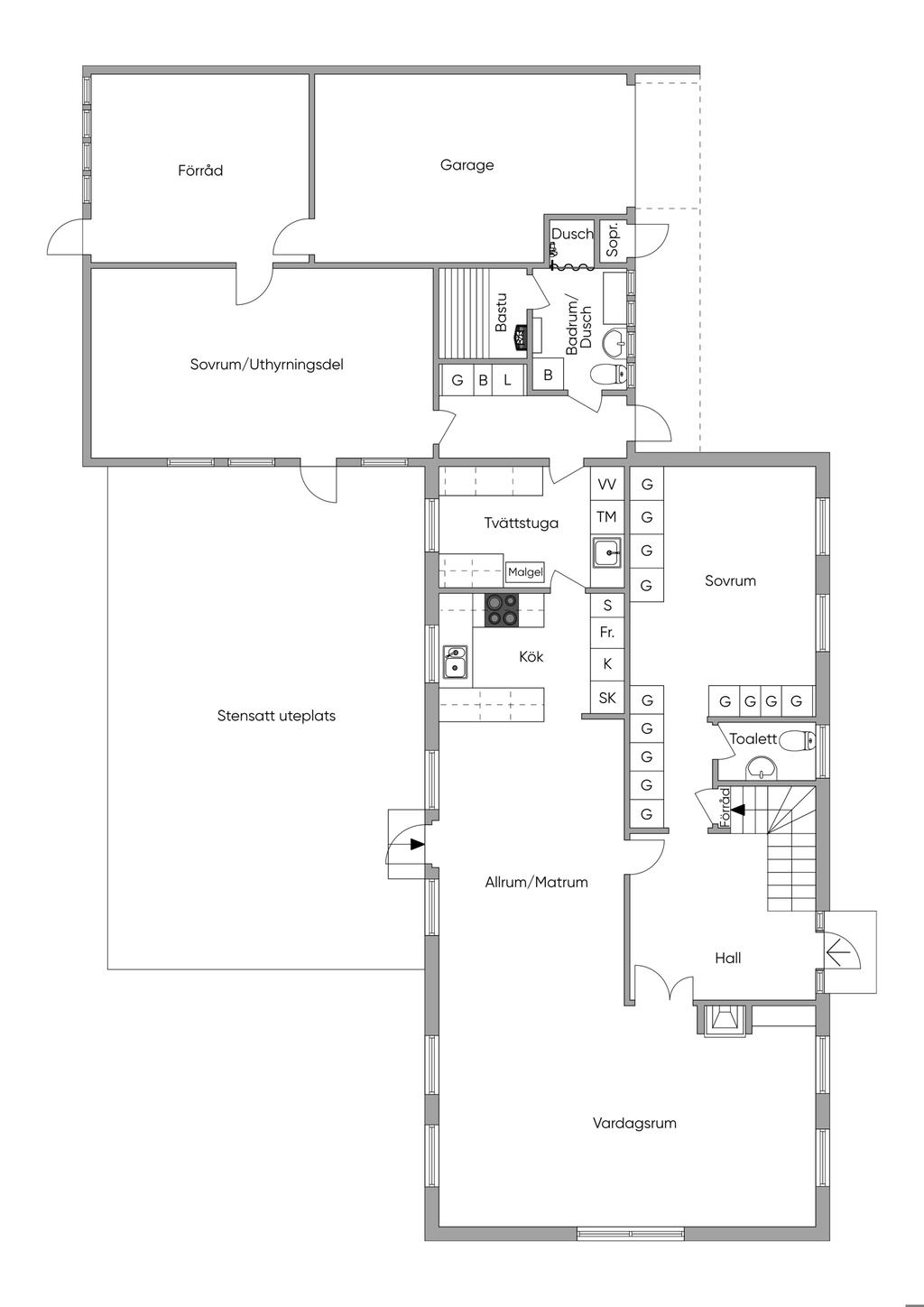 Planritning nedre plan