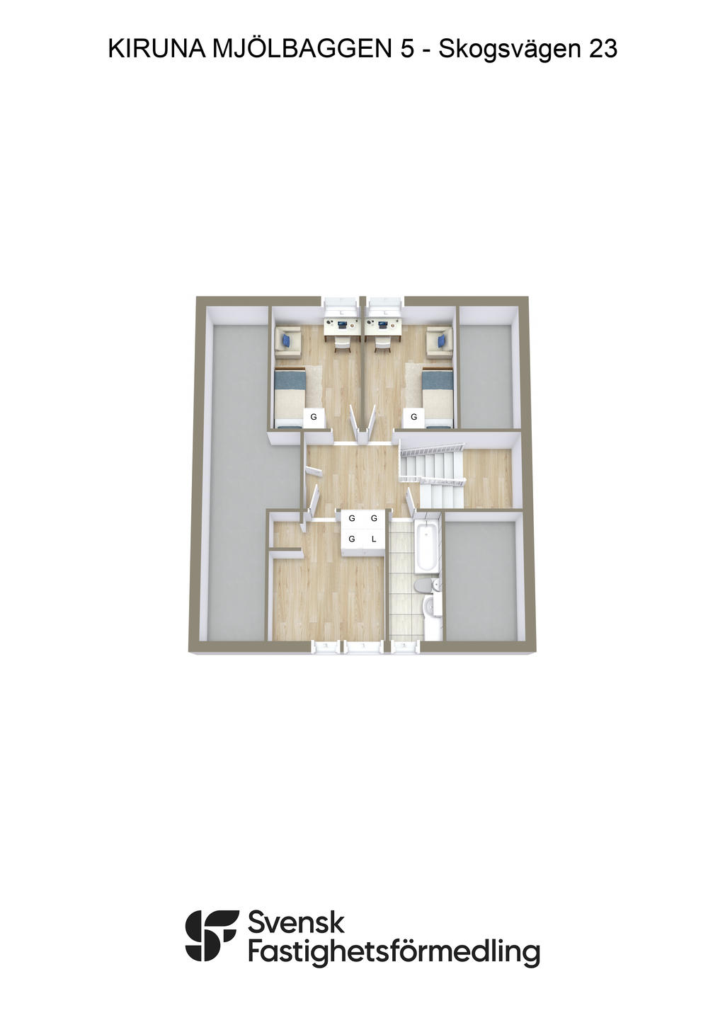 KIRUNA MJÖLBAGGEN 5 - Skogsvägen 23 - 3D - Övre plan