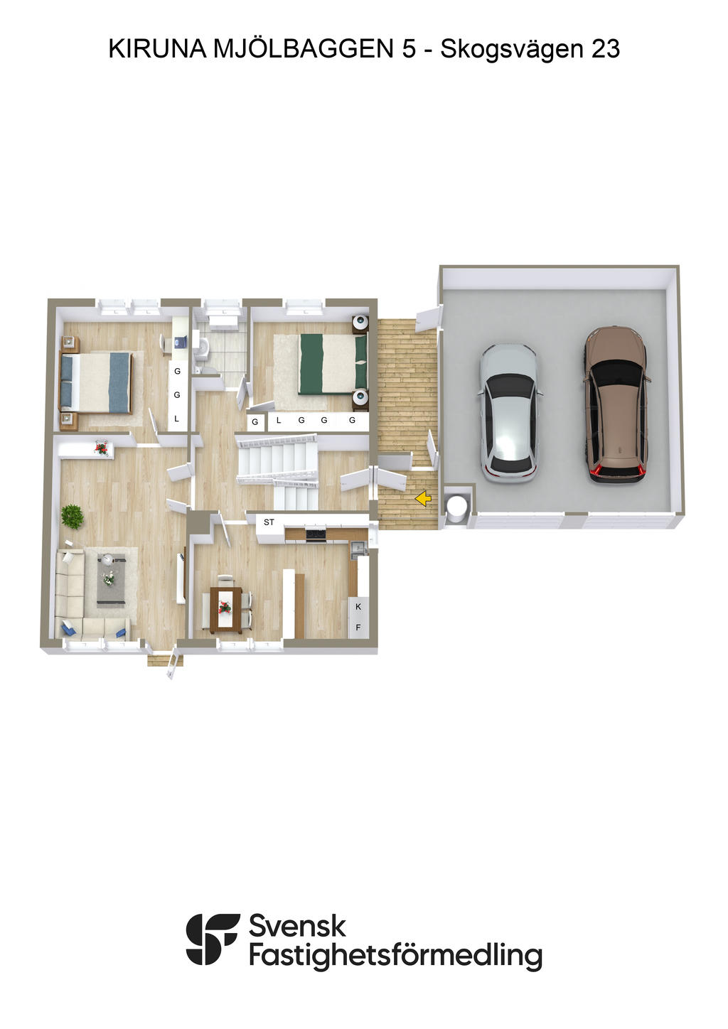 KIRUNA MJÖLBAGGEN 5 - Skogsvägen 23 - 3D - Entréplan