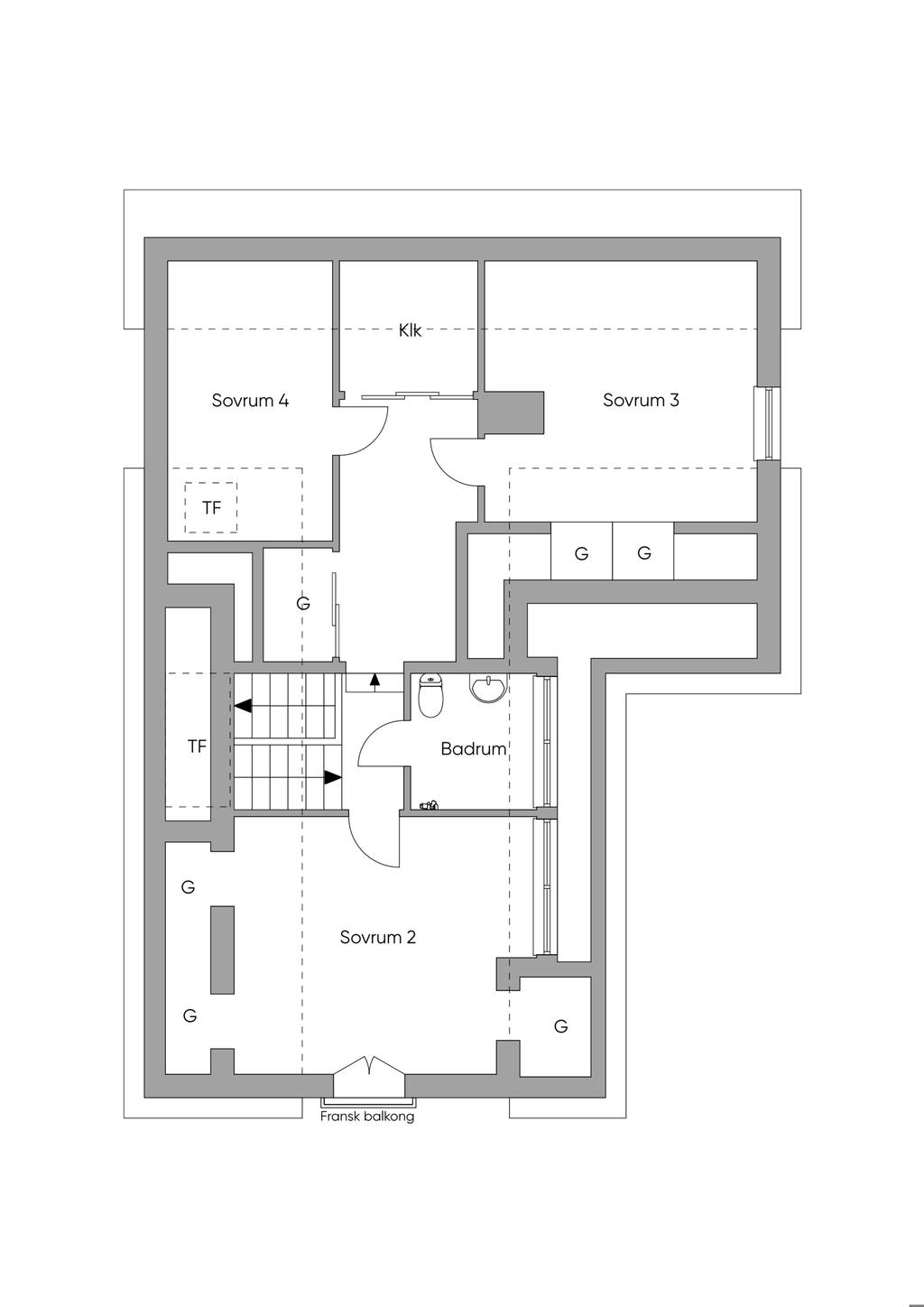 Planritning ovanvåning