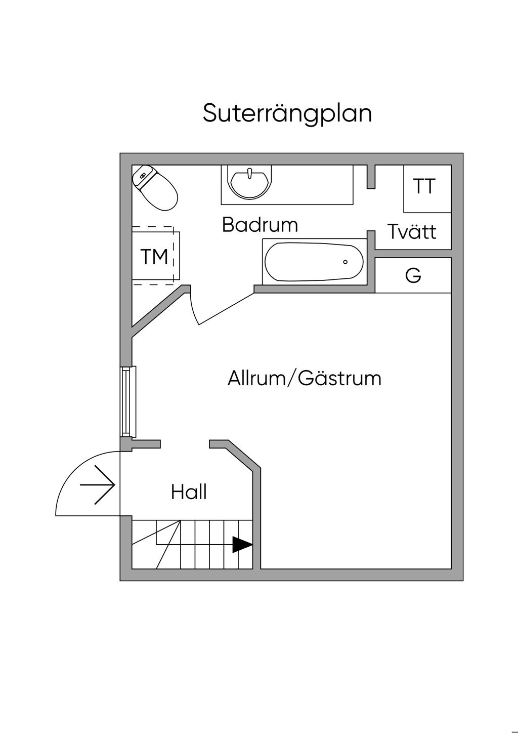 Nedervåning med separat entré