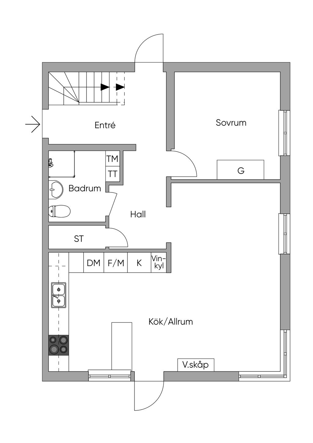 Planlösning, entréplan