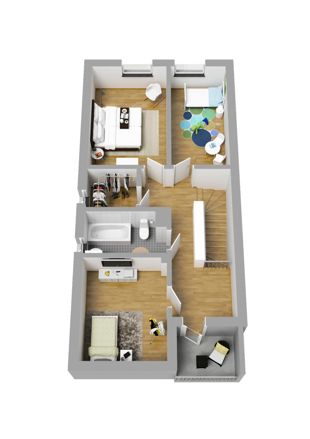 Planlösning övre plan 3D