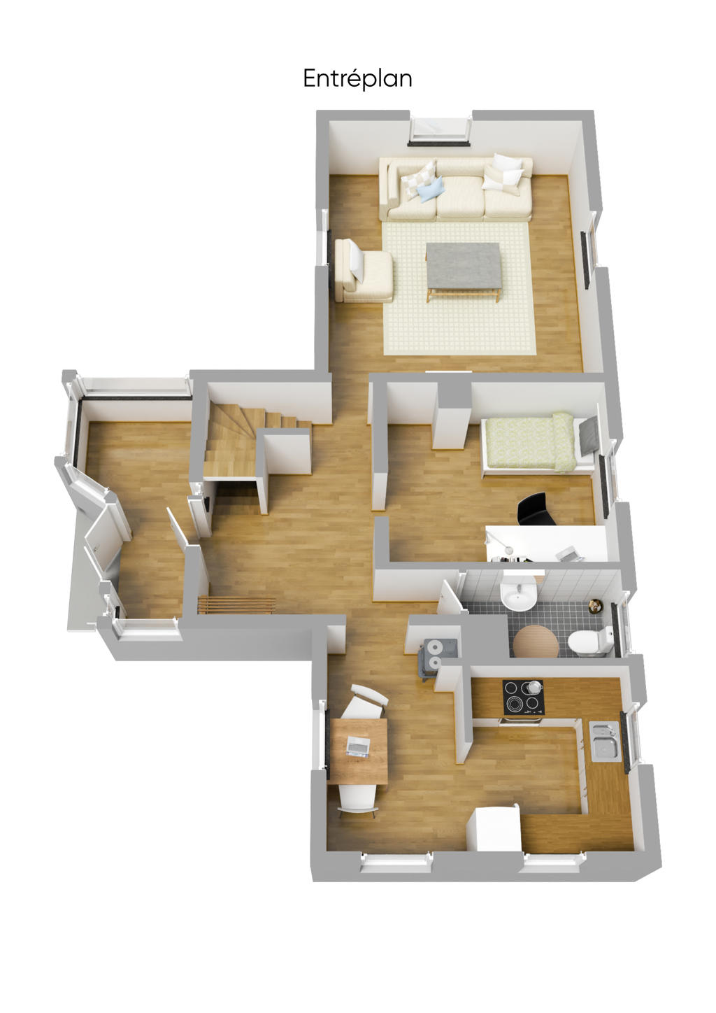 Planlösning entréplan 3D