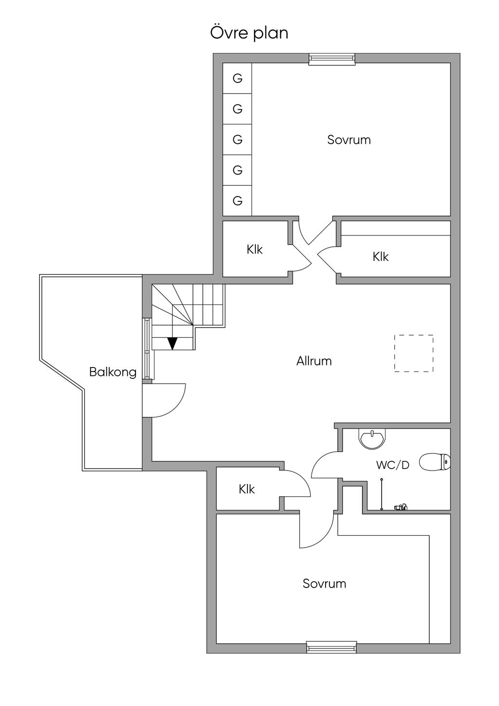 Planlösning övre plan