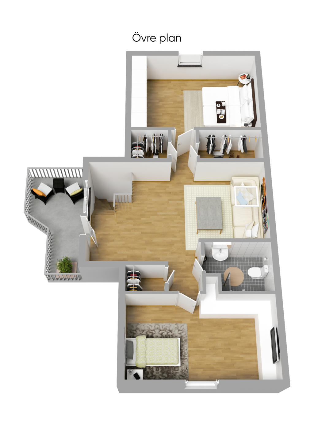 Planlösning övre plan 3D