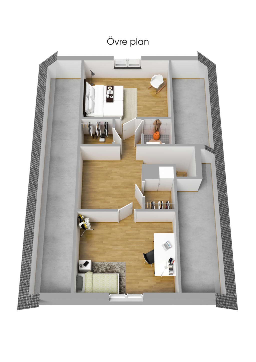 Planlösning övre plan 3D