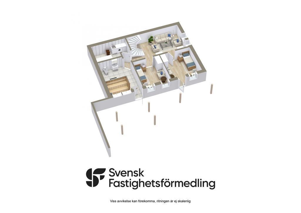 Planlösning 3D, souterrängvåning