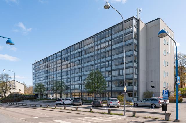 Bostadshuset med fina inglasade balkonger