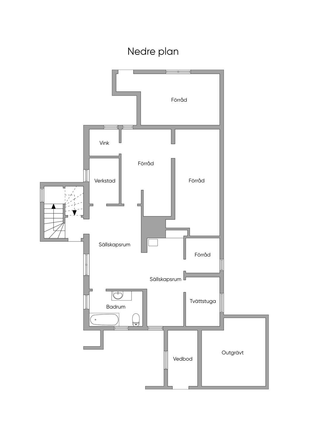 Planlösning Nedre plan
