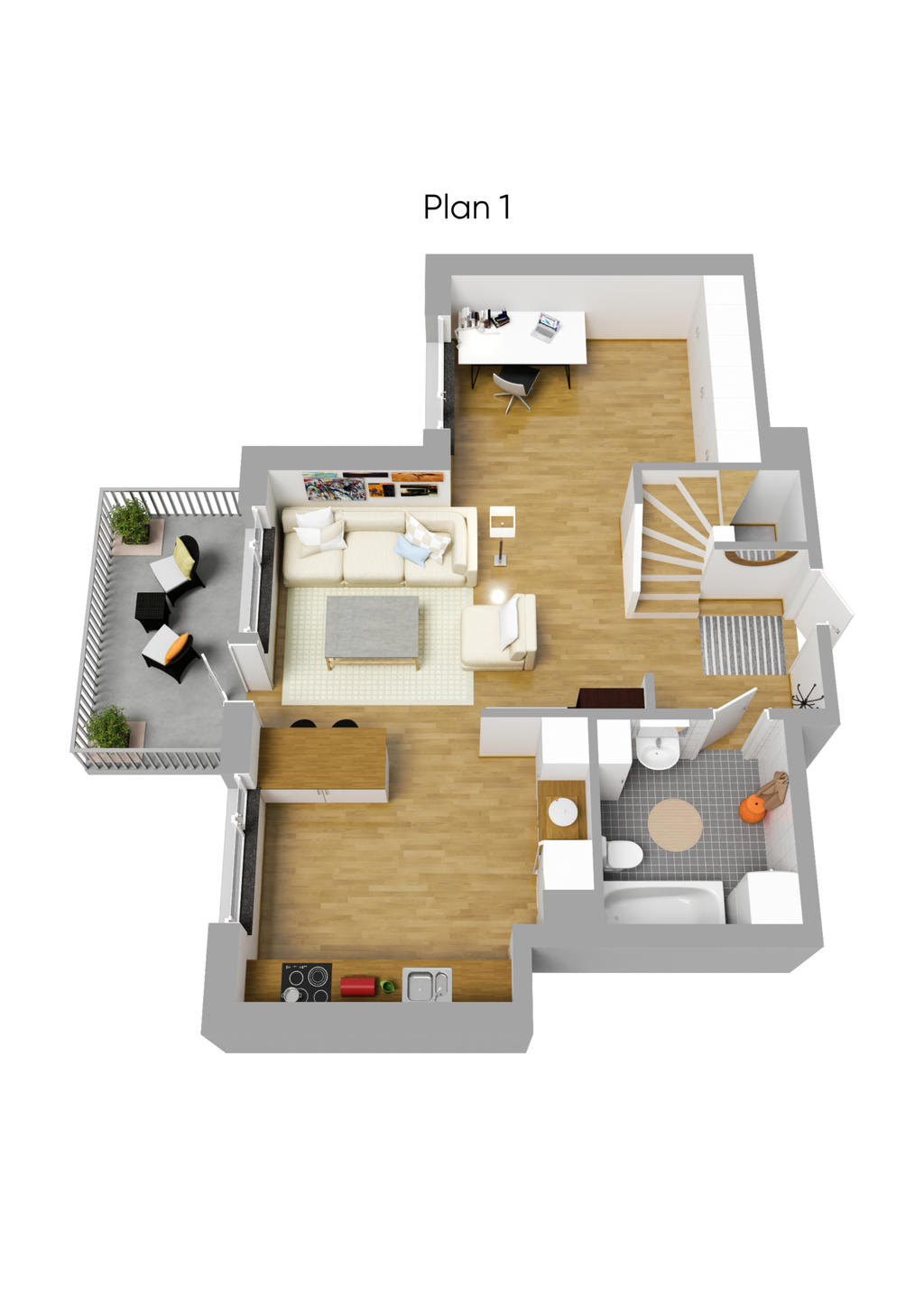 3D skiss entréplan