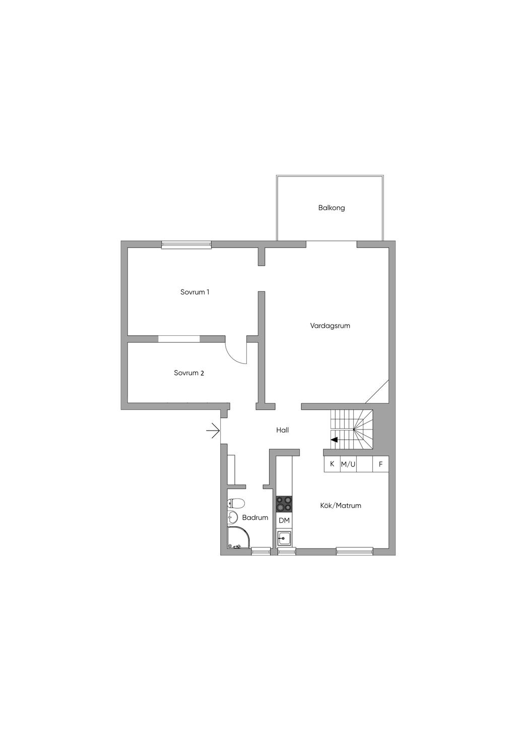 Alternativ planlösning på Plan 1