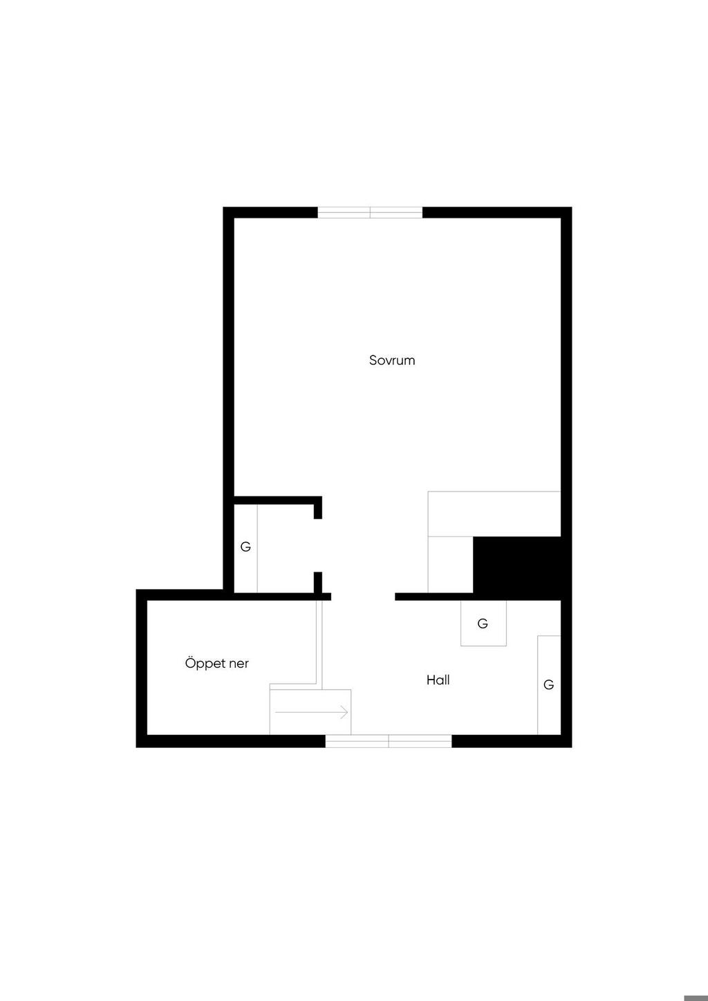 Planlösning övre plan huvudstuga