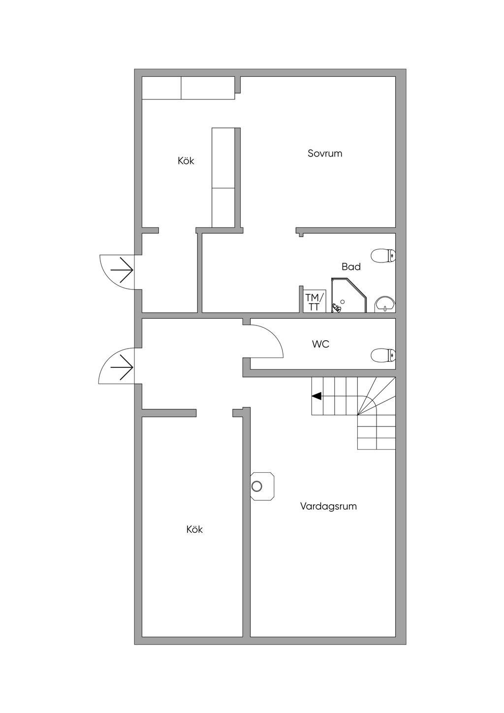 Planlösning. Bottenplan