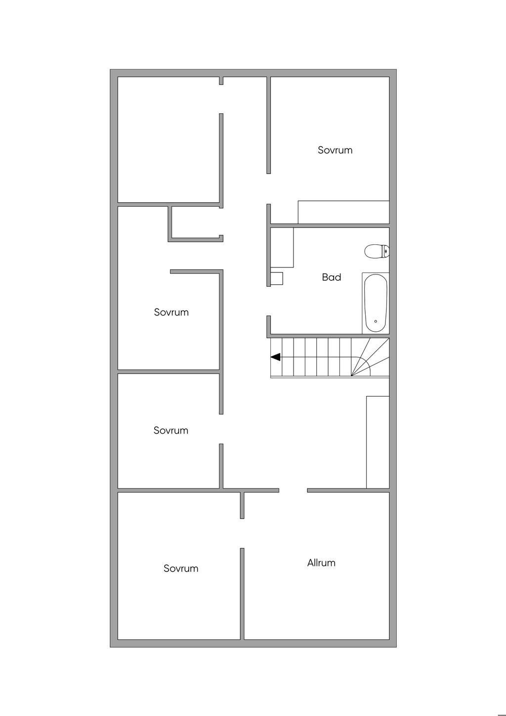 Planlösning. Övre plan