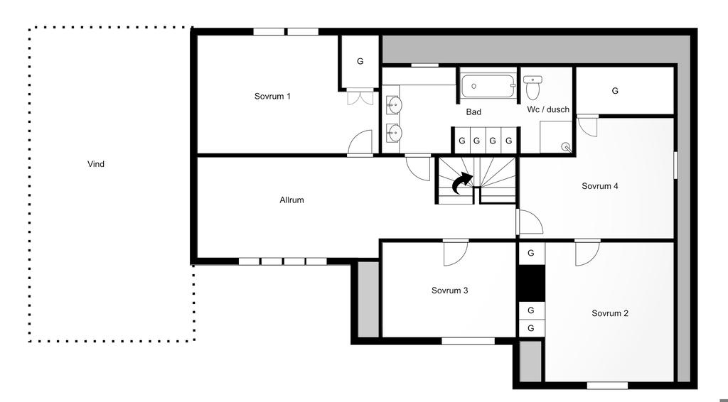 Planlösning övre plan
