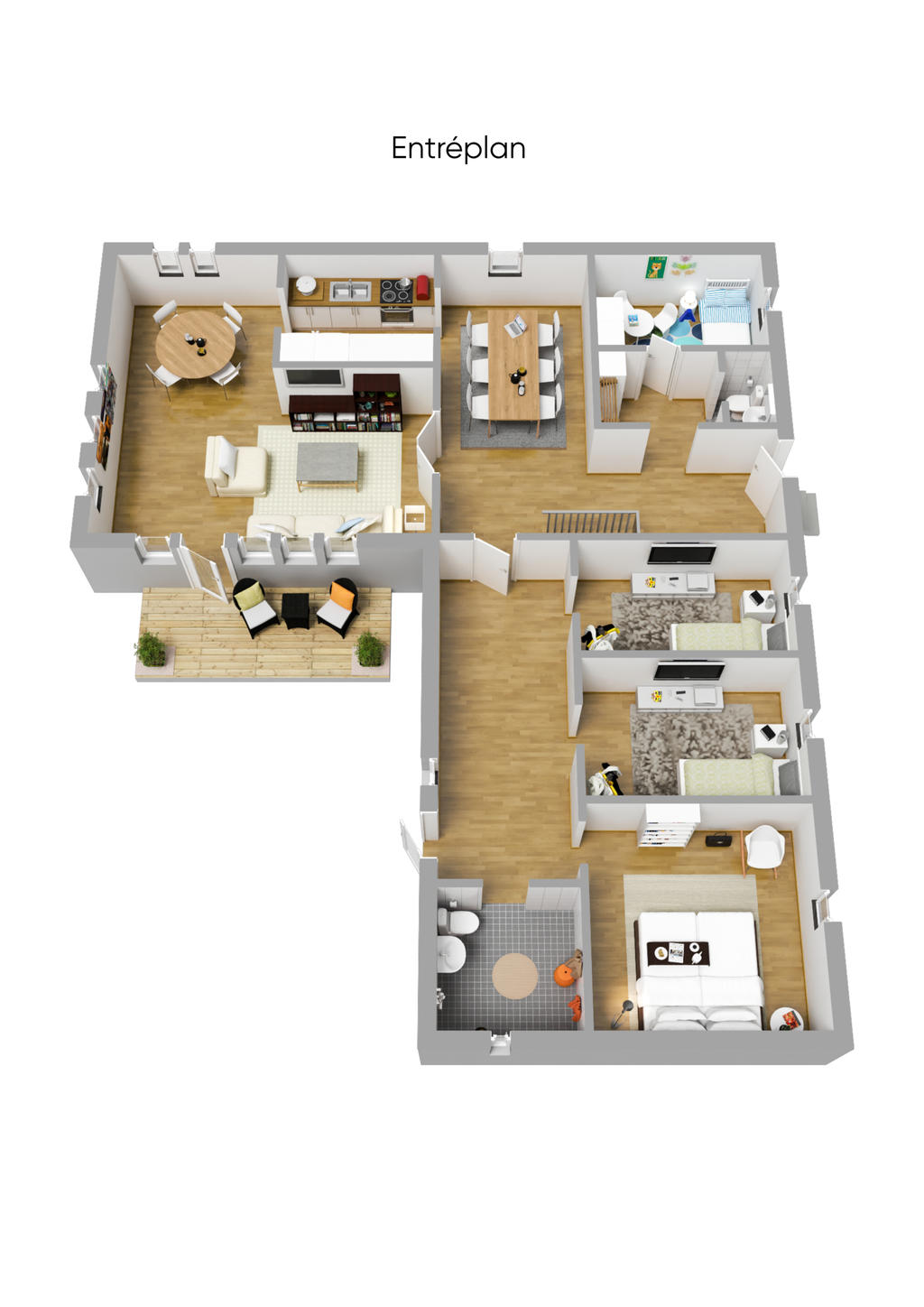 Planlösning 3D, entréplan