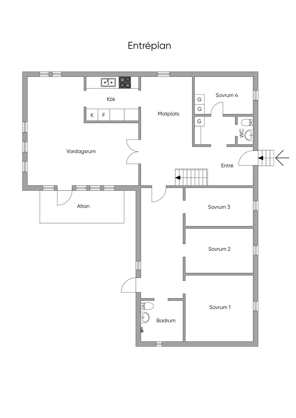 Planlösning, entréplan