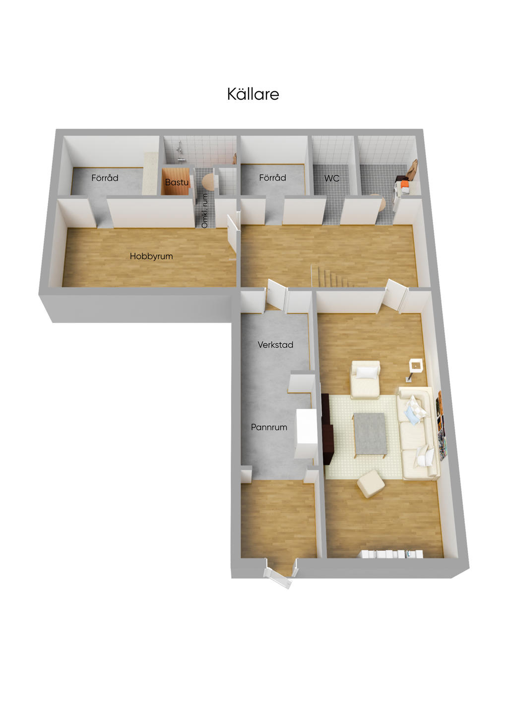 Planlösning källare 3D