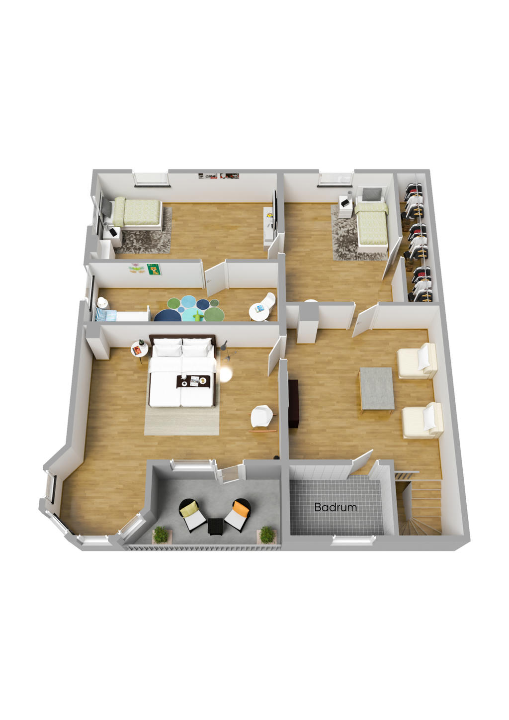 Planlösning övre plan 3D