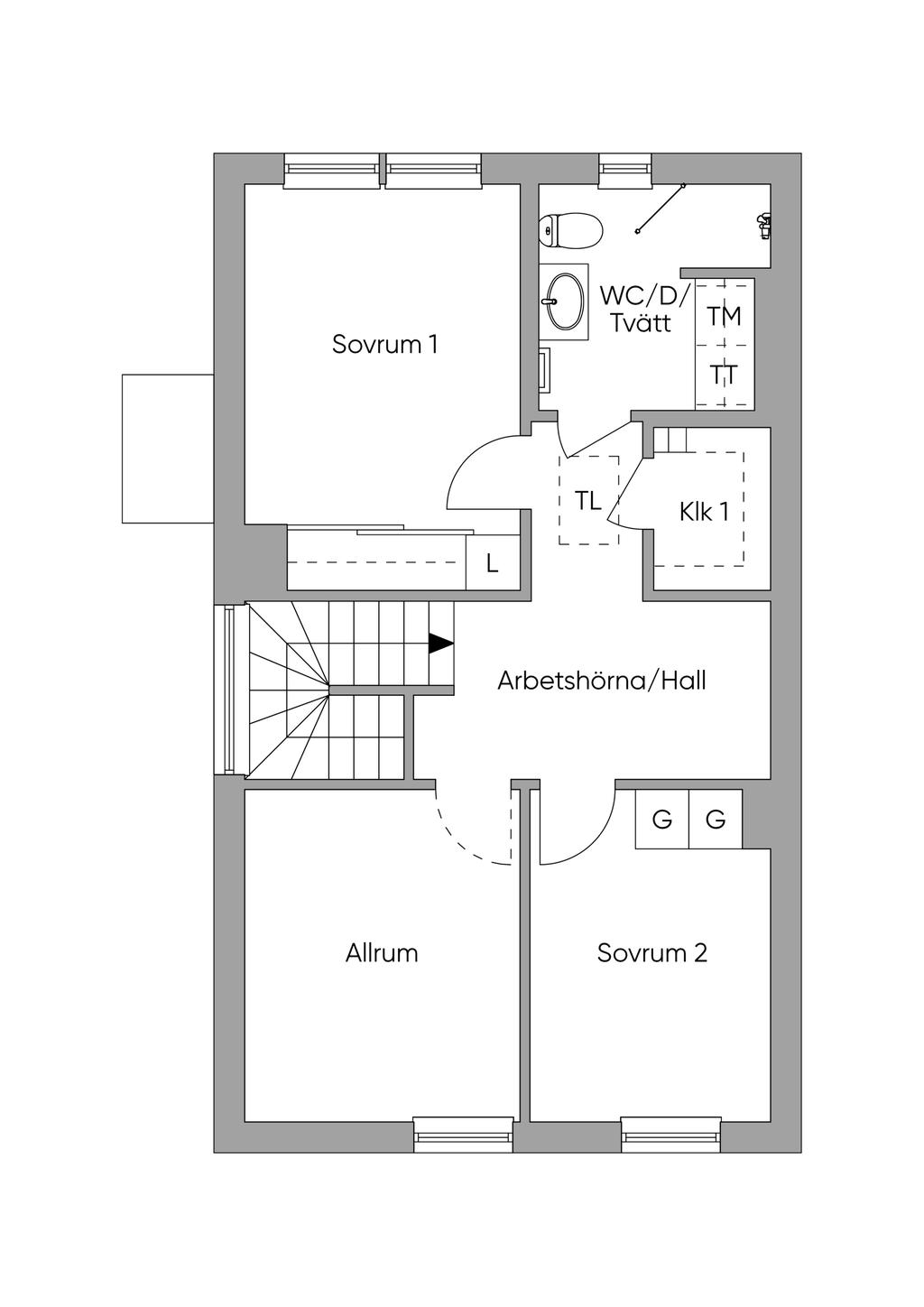 Planlösning övre plan