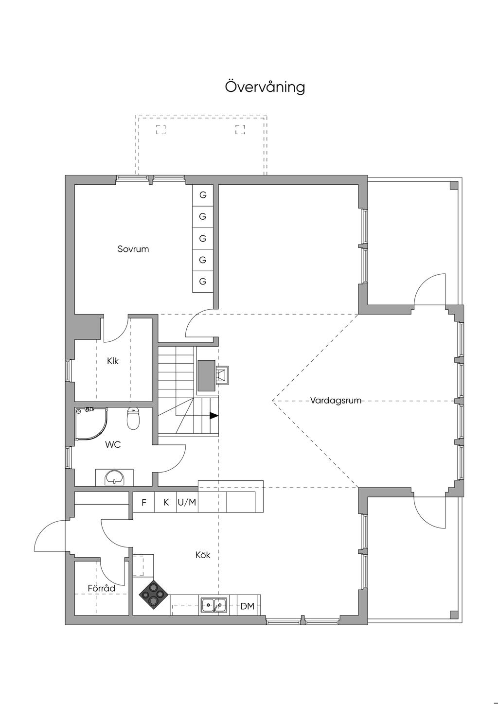 Planlösning övre plan.