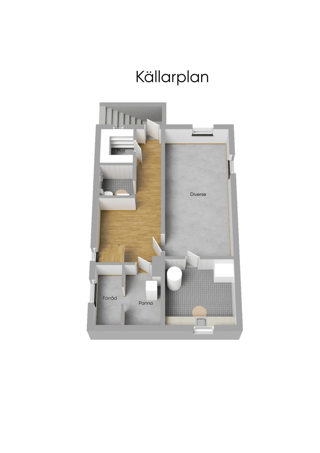 Planlösning källarplan 3D