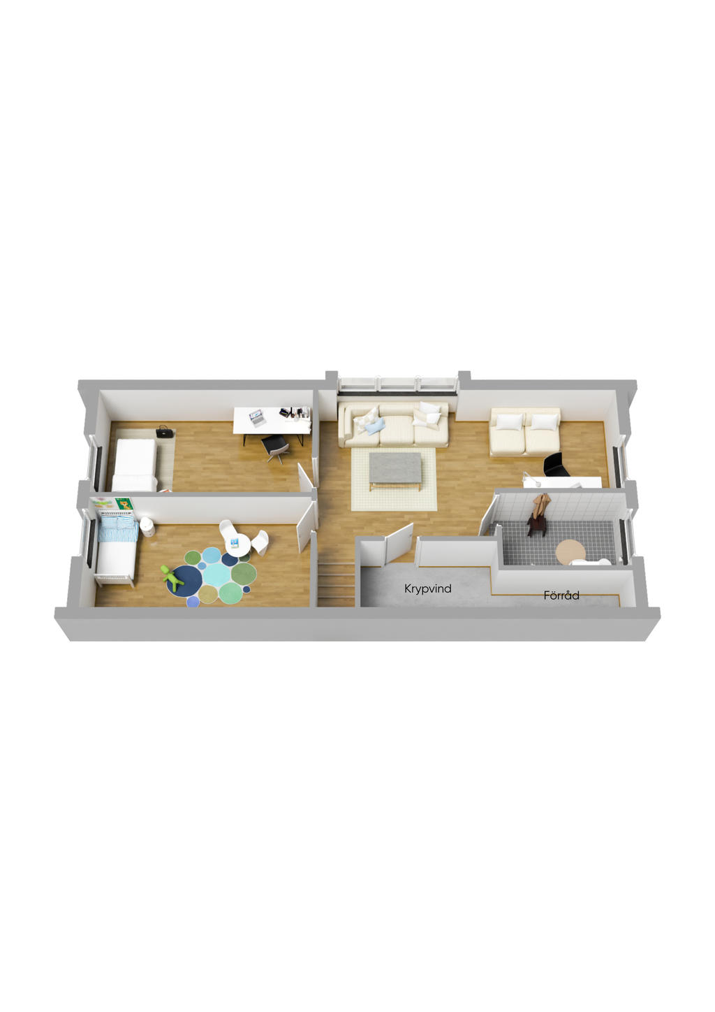 Planlösning Ovanvåning 3D