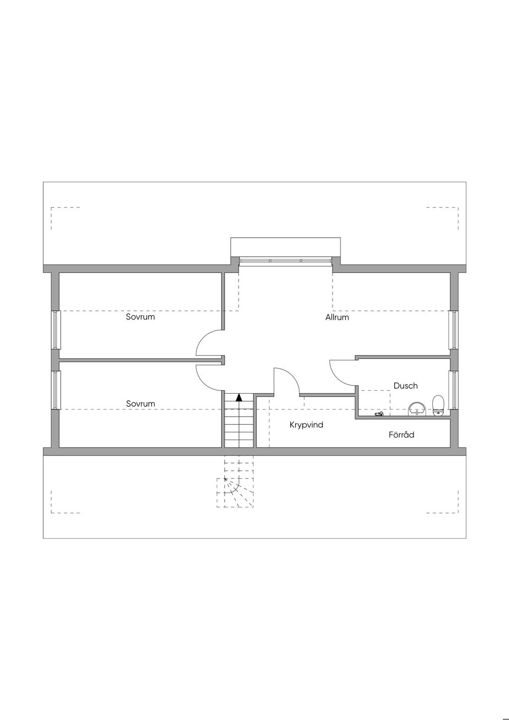 Planlösning Ovanvåning 2D