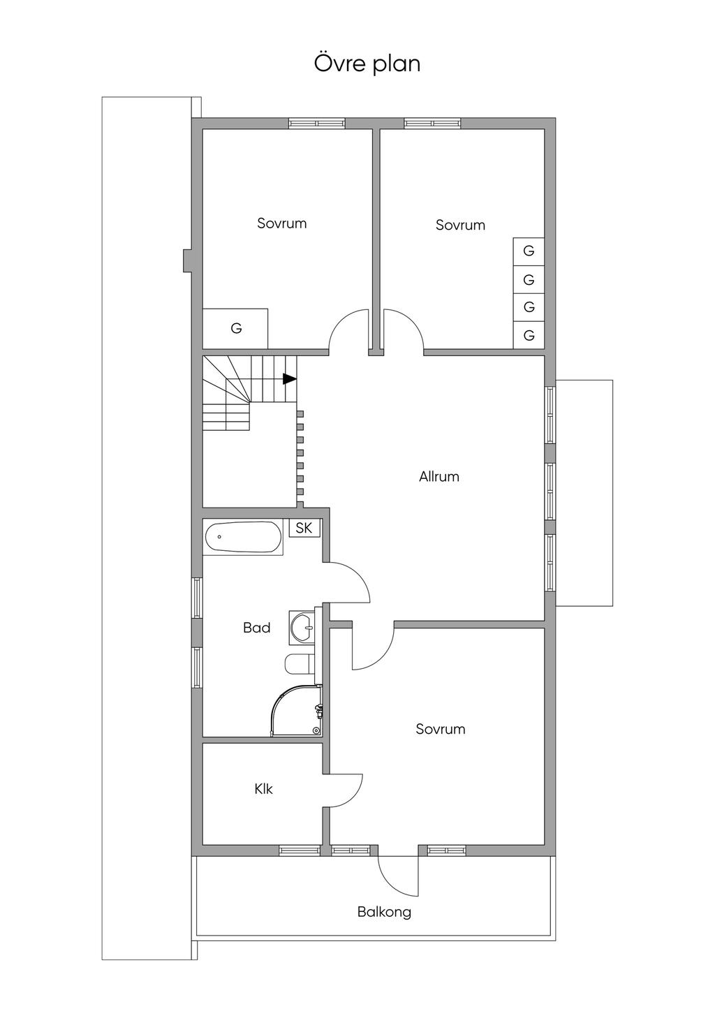 Planlösning Övre plan