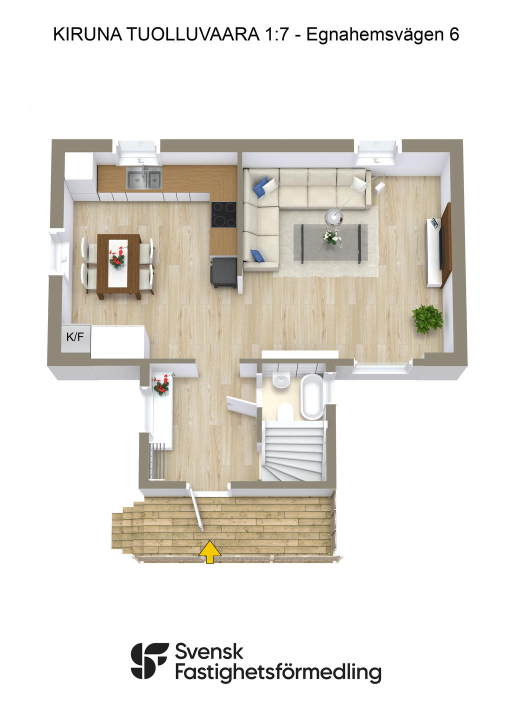 KIRUNA TUOLLUVAARA 1:7 - Egnahemsvägen 6 - 3D - Entréplan