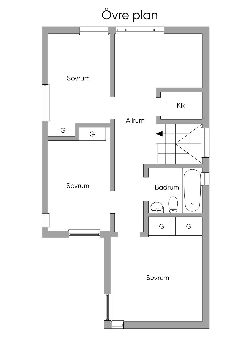 Planlösning Övre plan