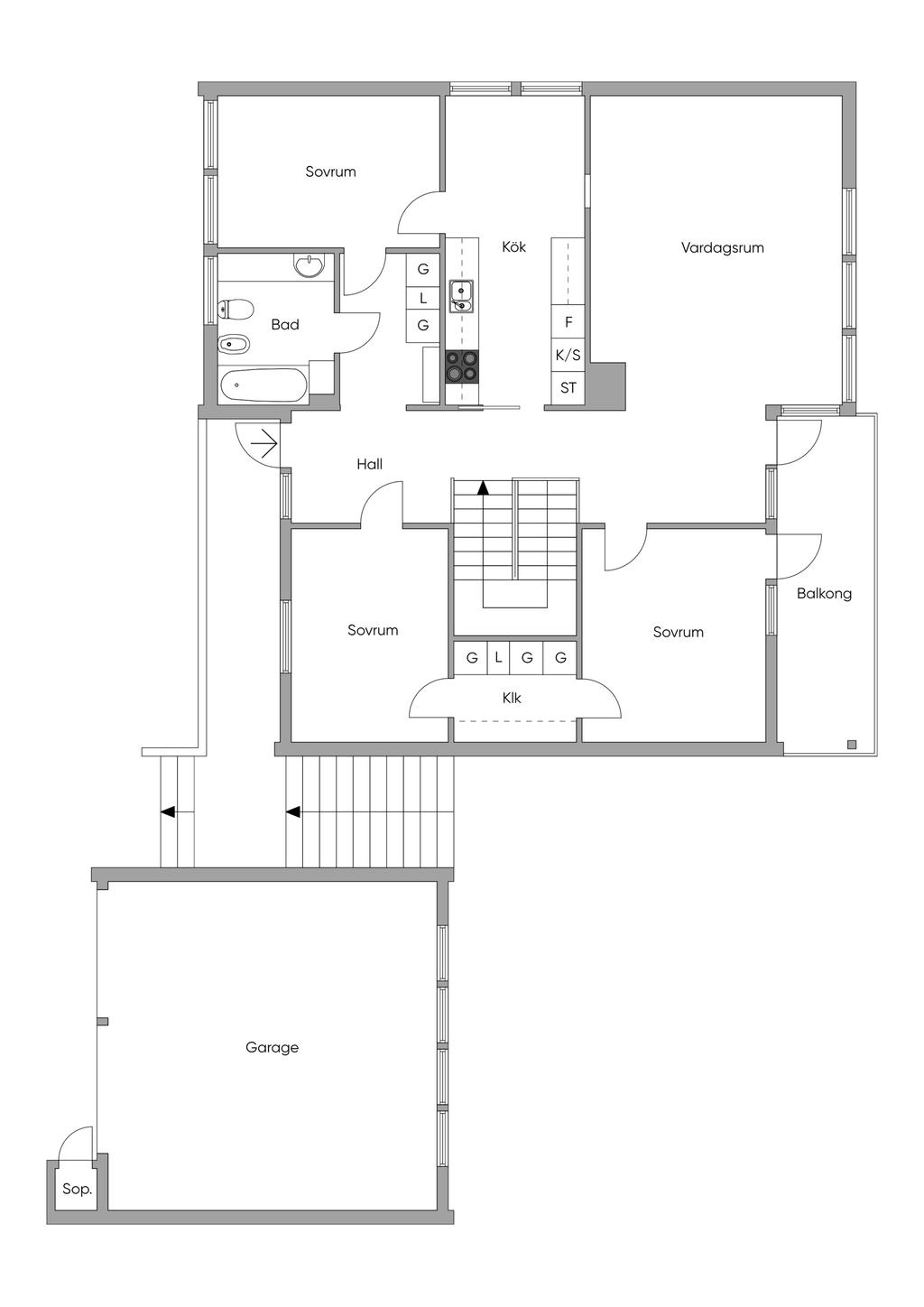 Planritning övre plan
