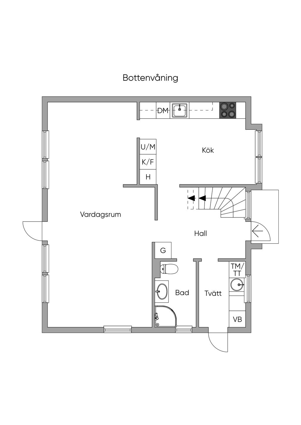Planritning bottenvåning 2D
