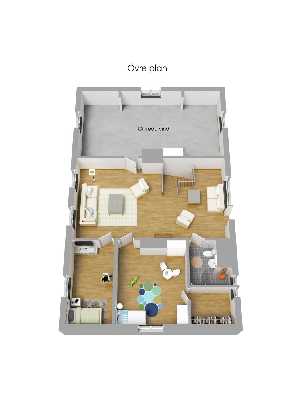 Planlösning övre plan 3D