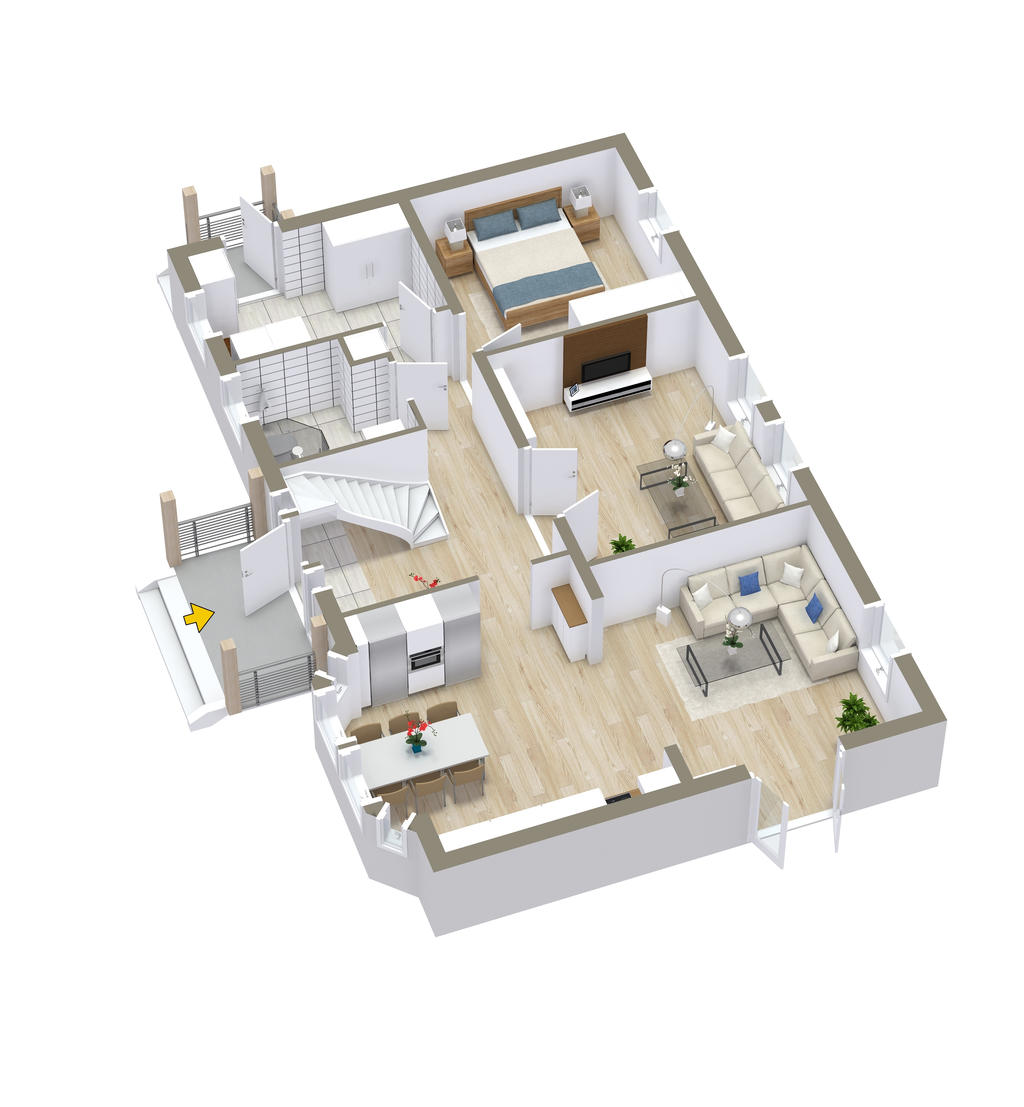 Planritning entréplan 3D