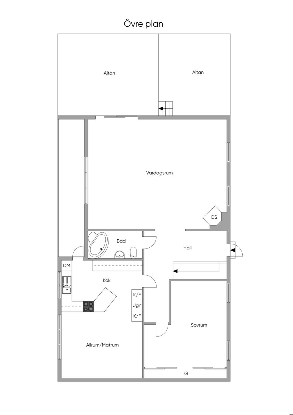 övre plan, skiss