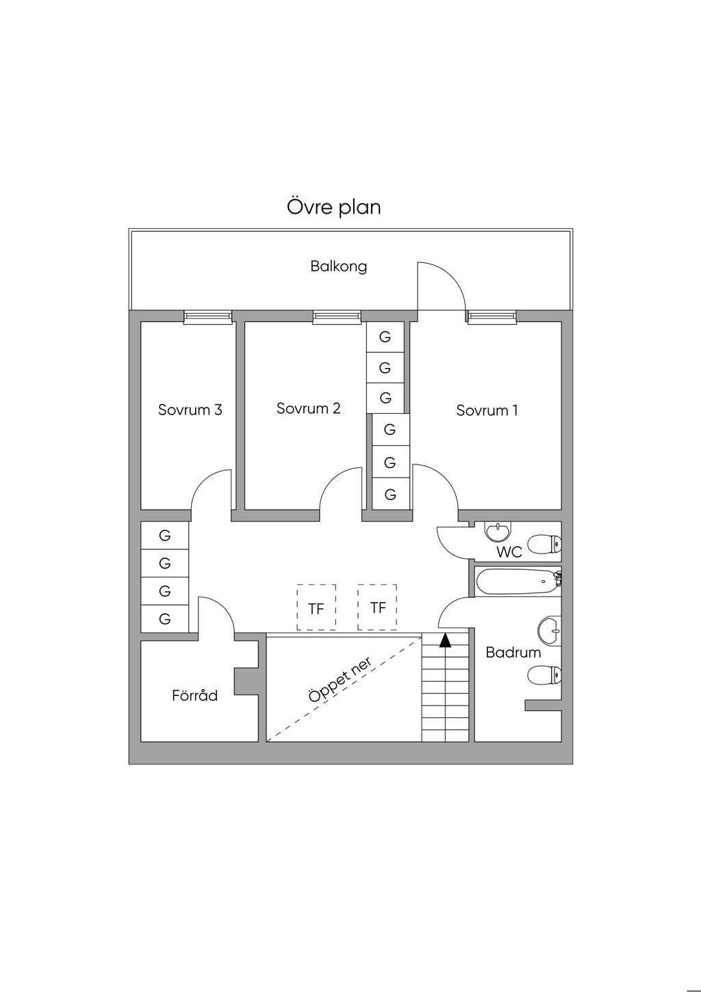 Planritning Övre plan