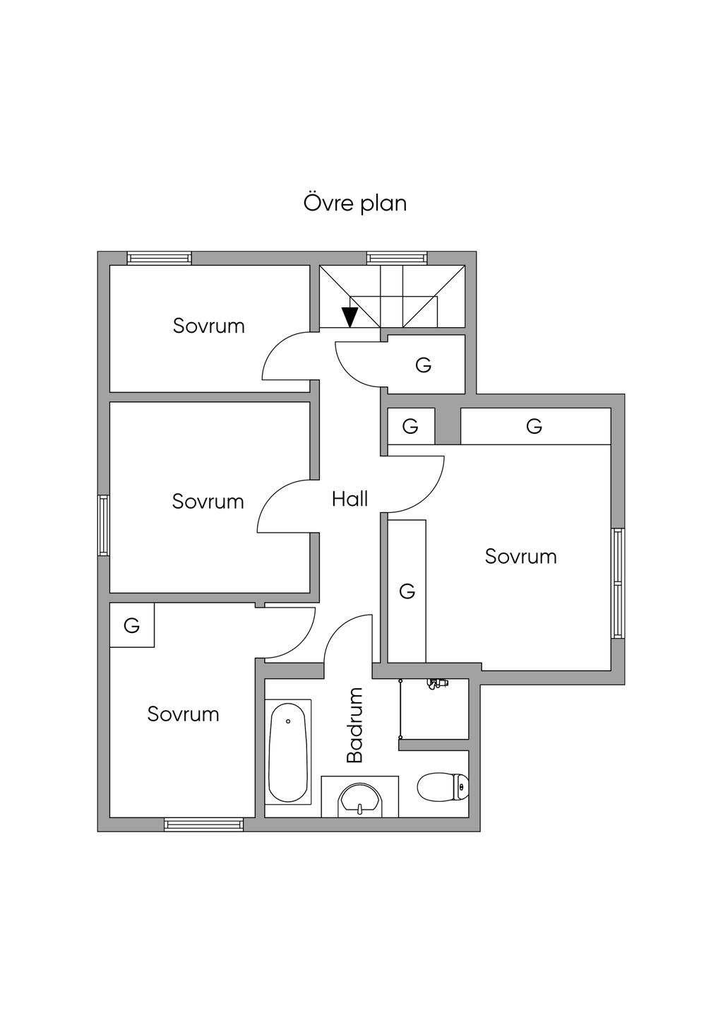 Planlösning Övre plan