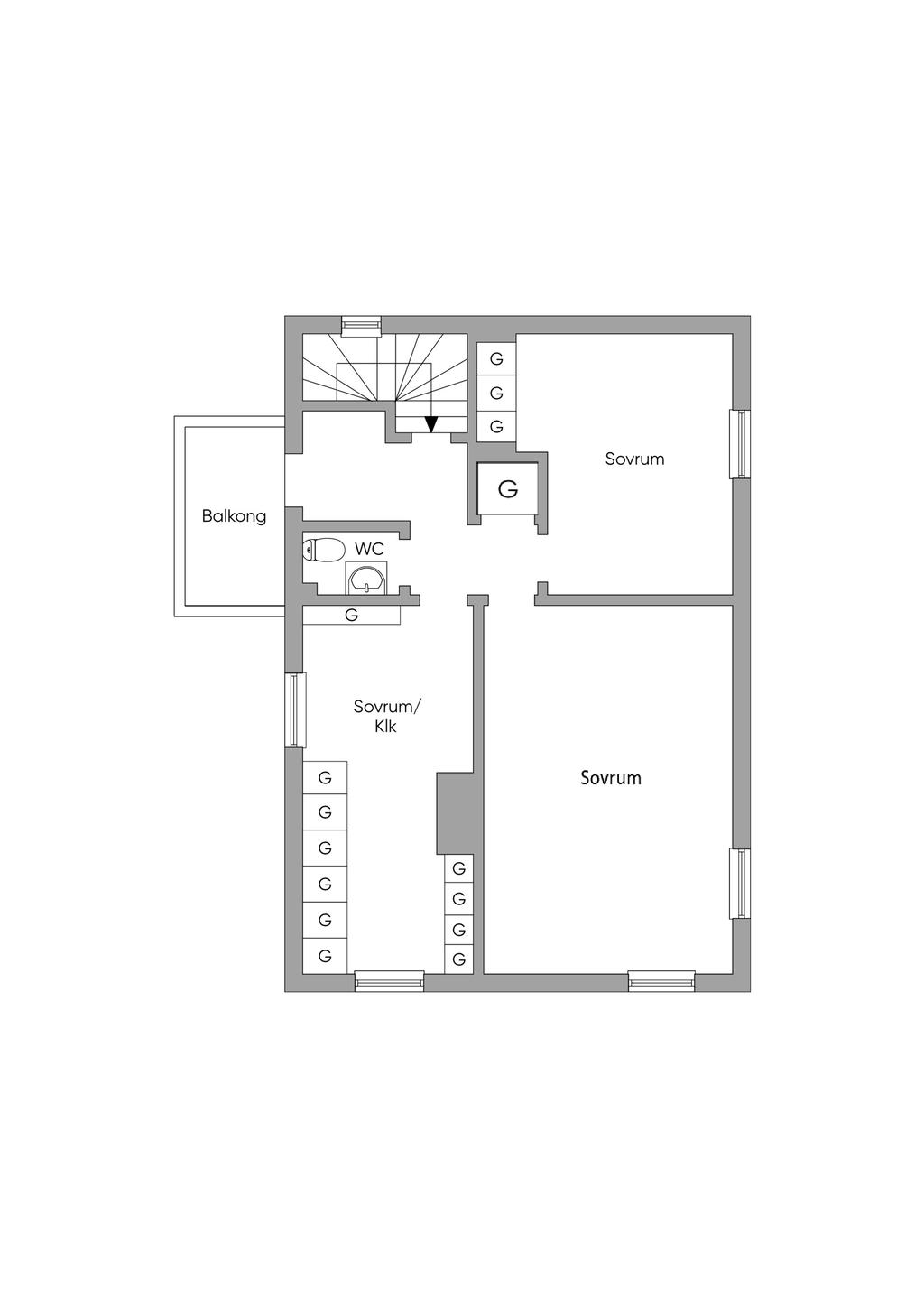 Planlösning ovanvåning