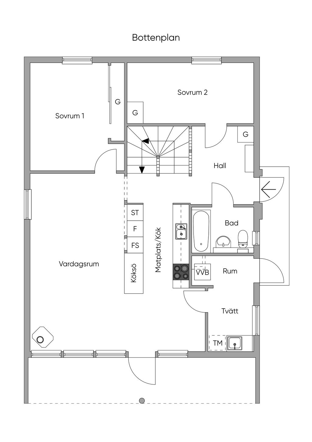 Planlösning, entreplan