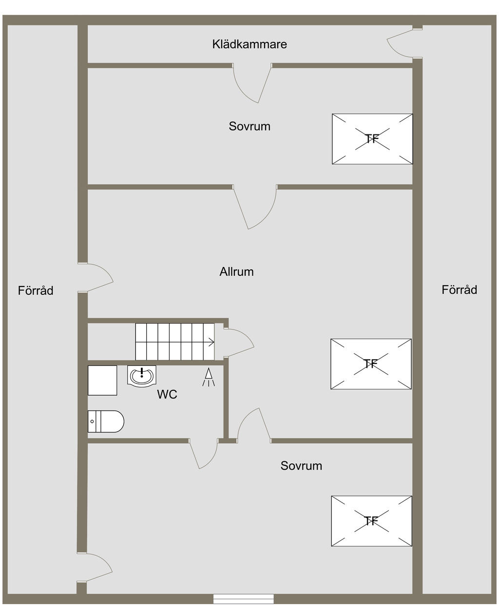 Alternativ planlösning på övre plan