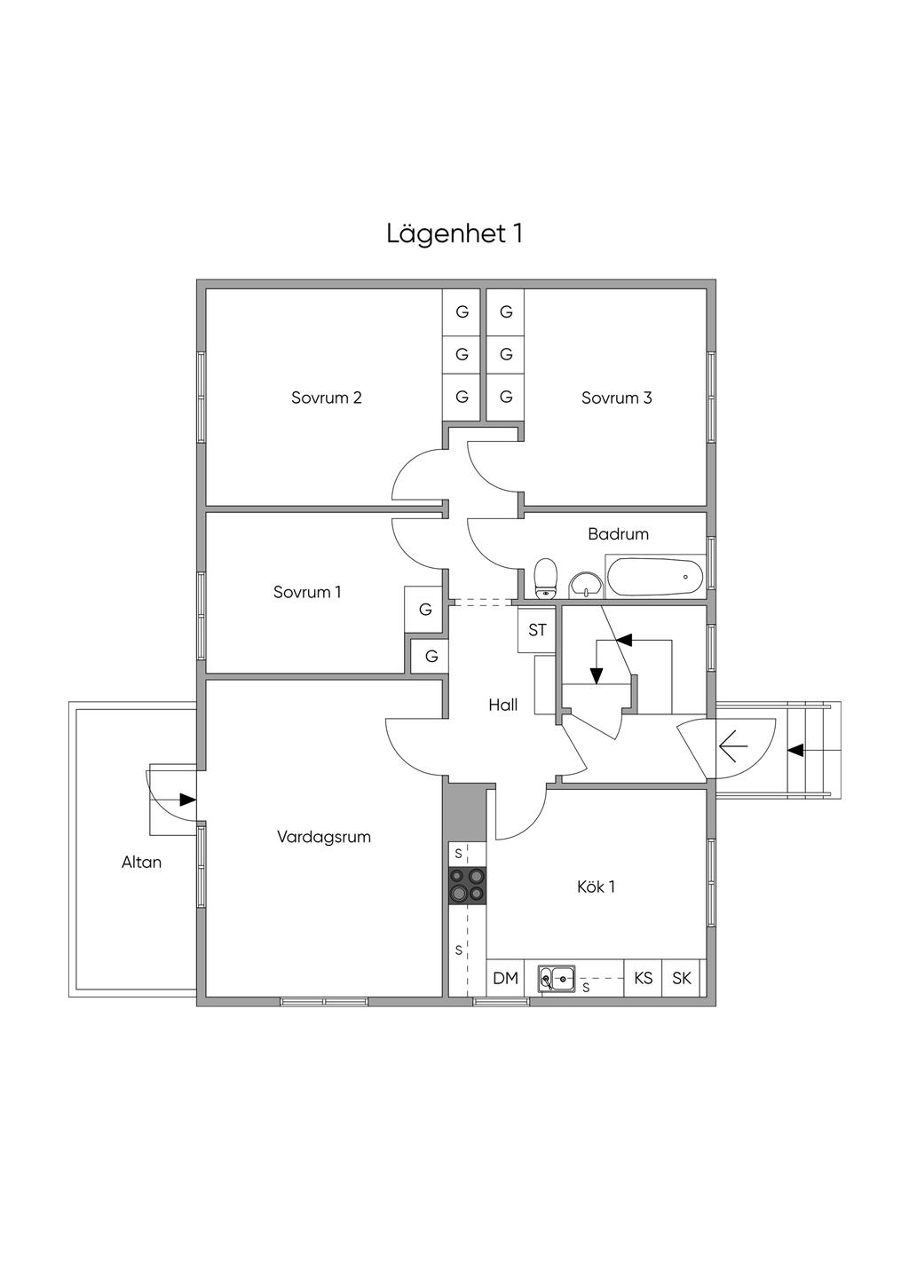 Entréplan, Lägenhet 1