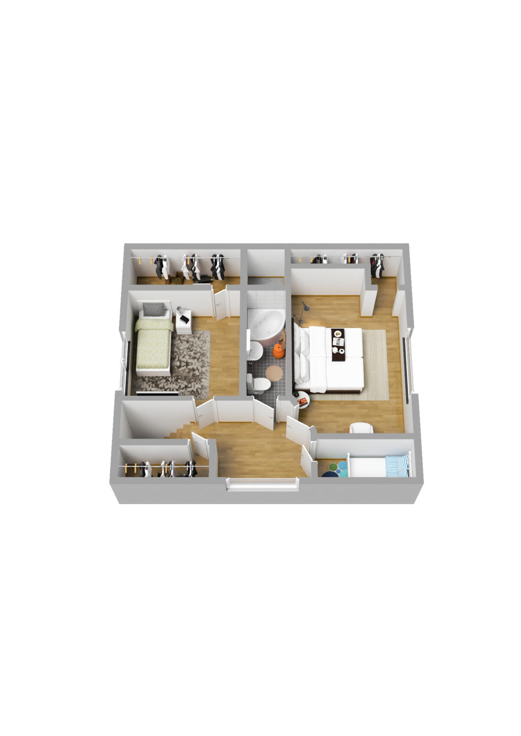 Planlösning övre plan 3D