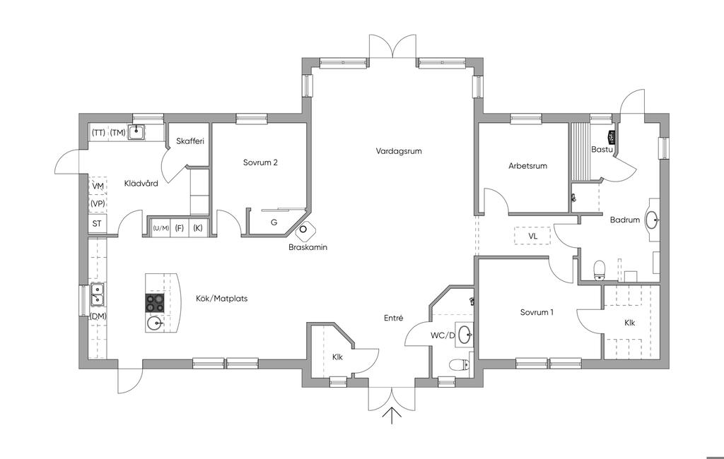 Planritning, bostadshus 2-d