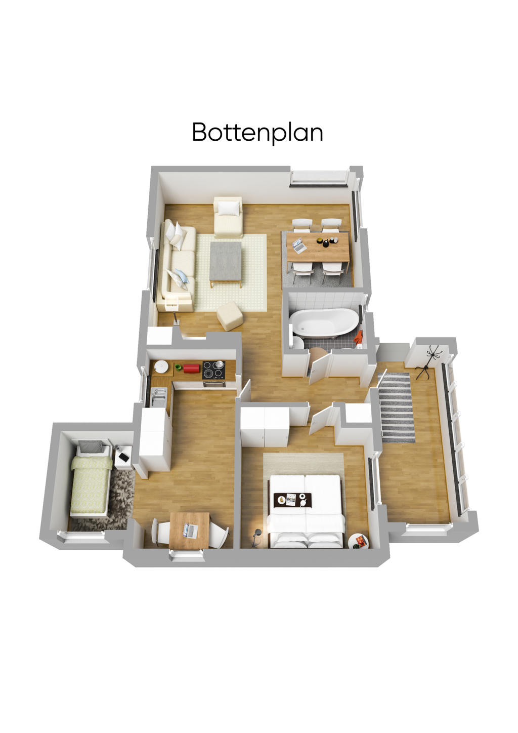 Planlösning entréplan 3D